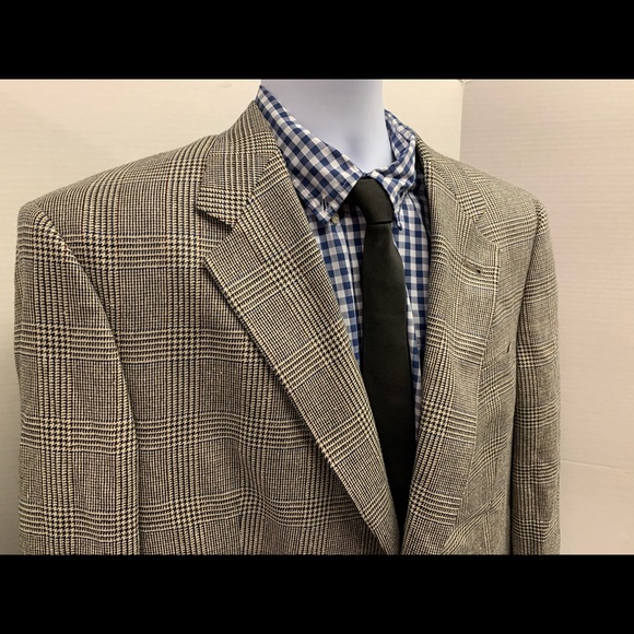 Vtg Burberry’s Check Houndstooth Sport Coat 44XL